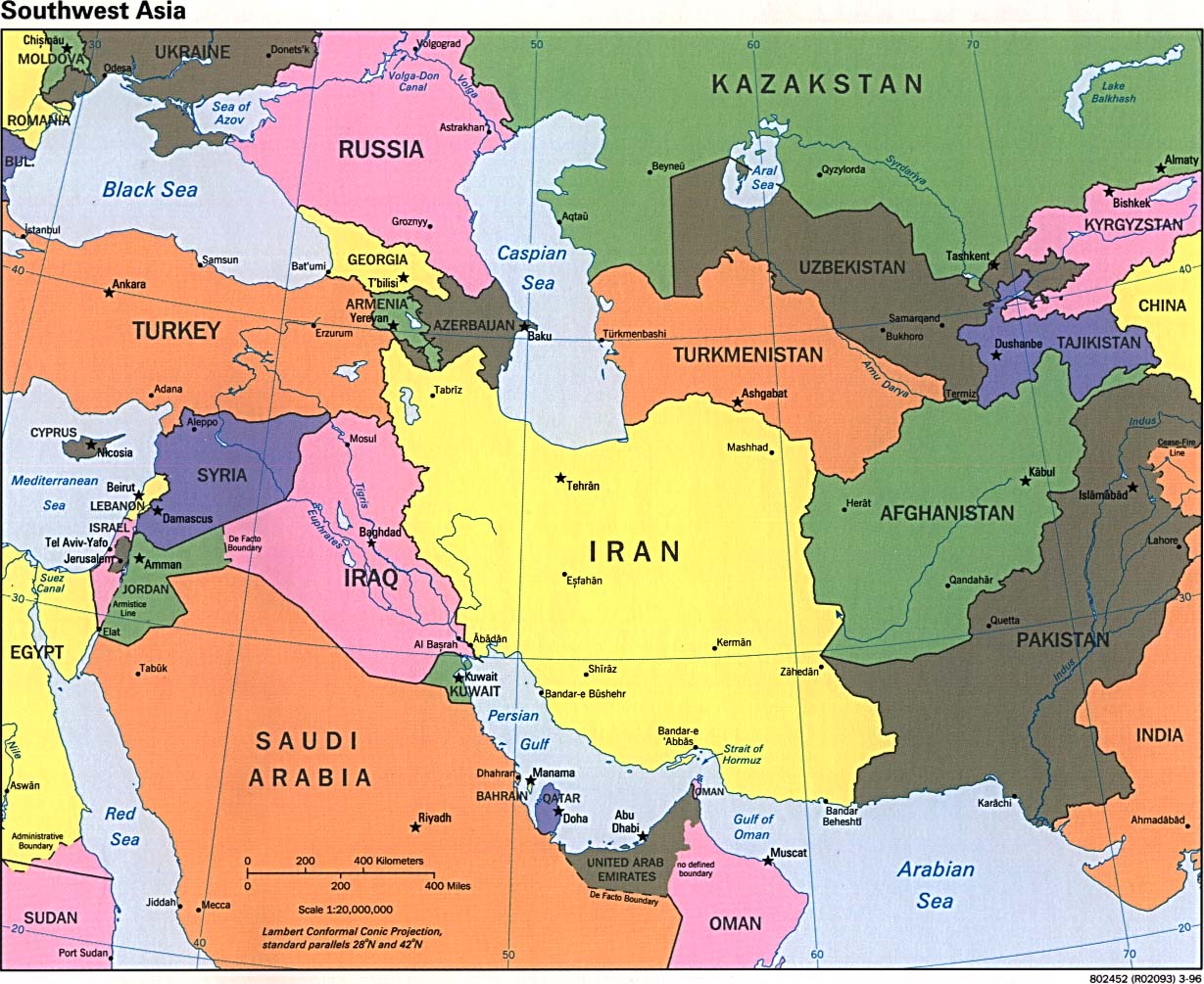 Political Map Of Southwest Asia