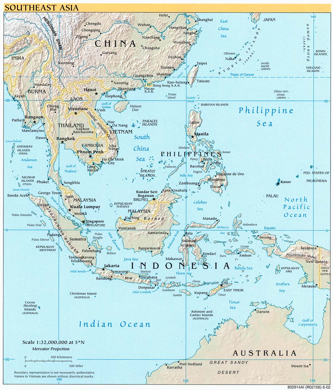 Physical Map Of Southeast Asia