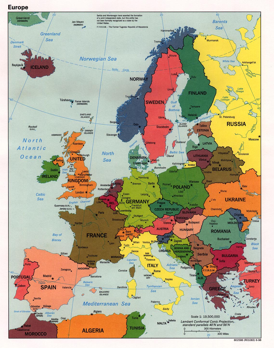 europe political map 1998