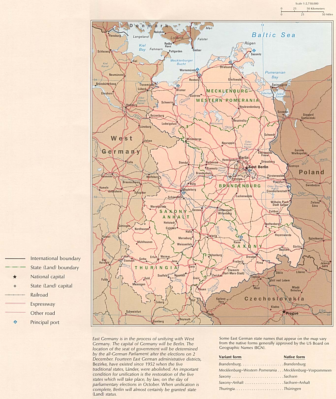 former east germany political map 1990