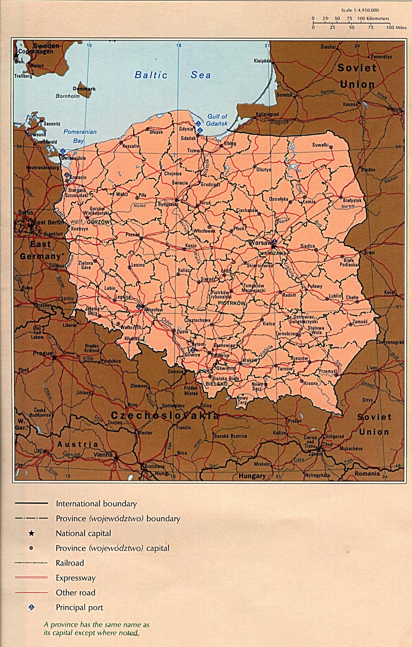 Poland Political Map 1990 Full size