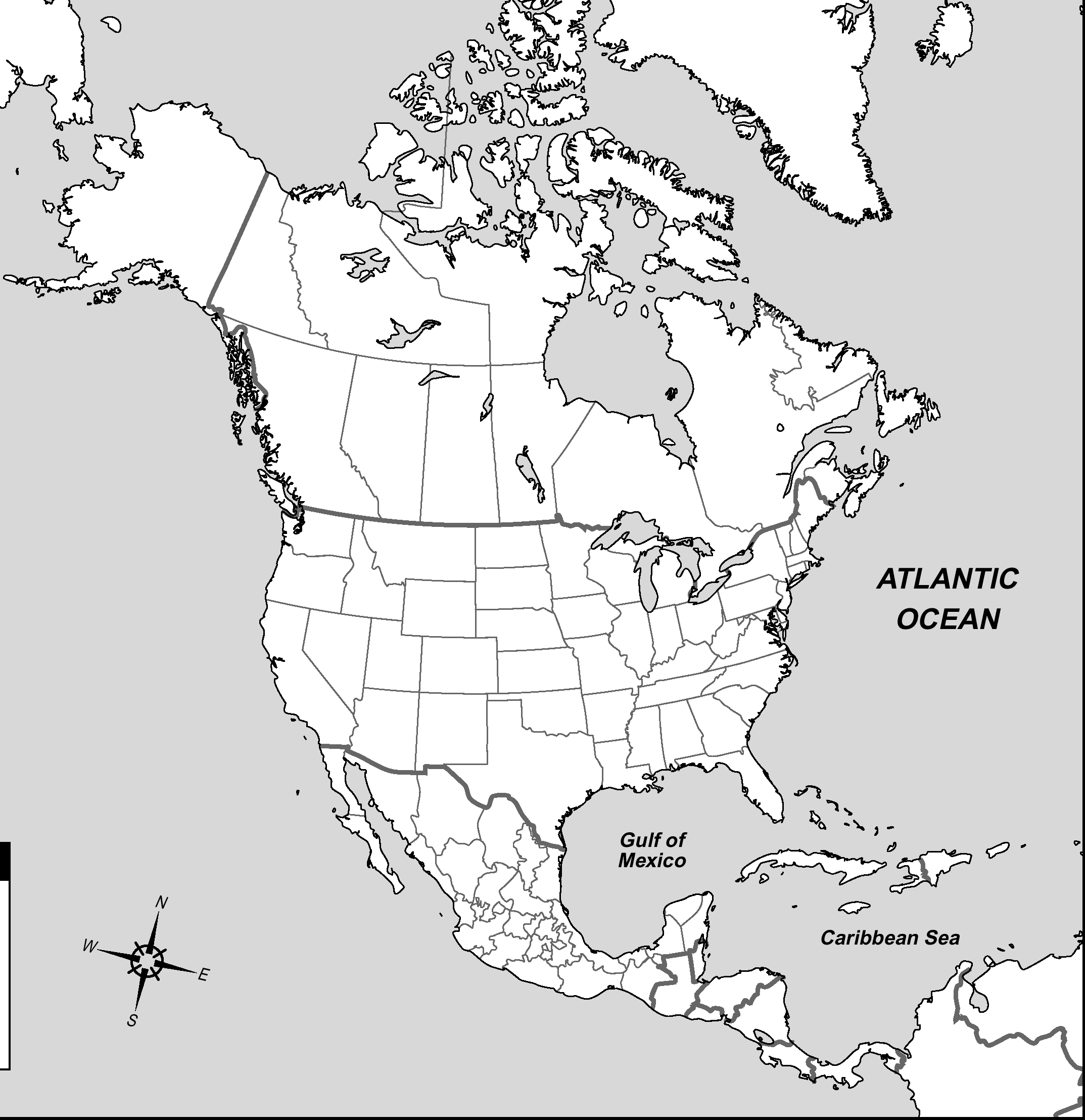 Outline Map Of North America