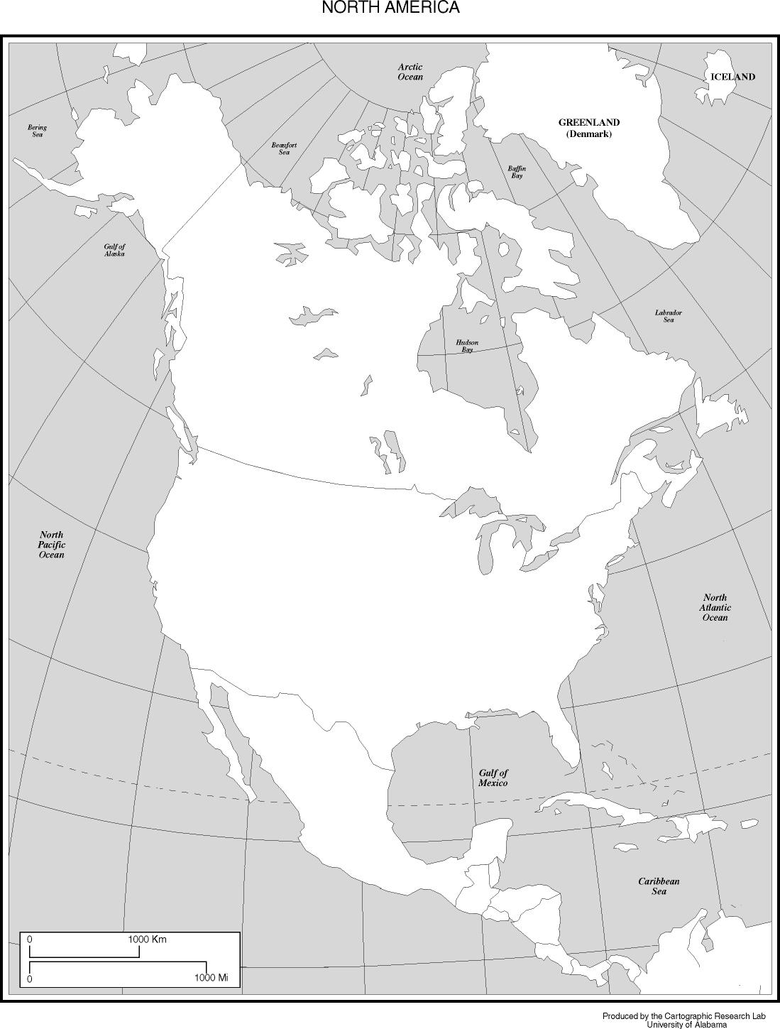 Outline Map Of North America