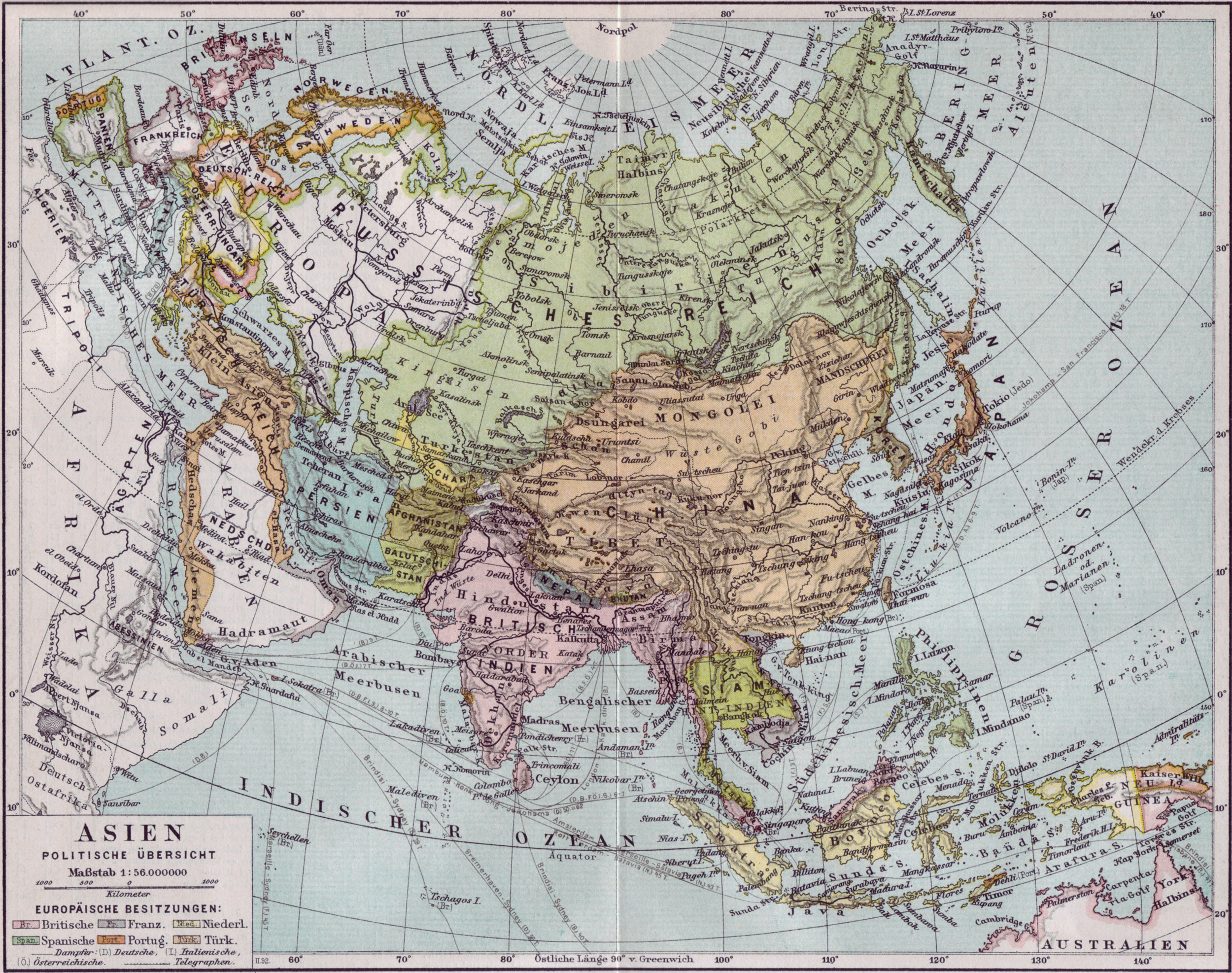 Historical Map Of Asia 1890 Full Size Historical Map Of Asia 1890 Full Size