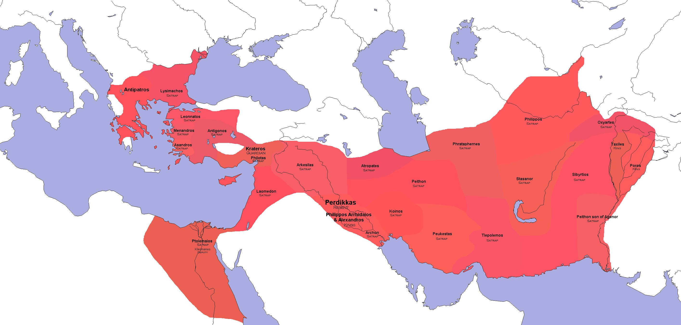 Satrapies in the Macedonian Empire 323 BC Full size