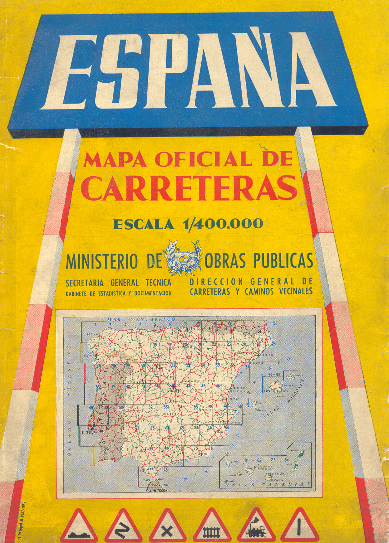 Mapa oficial de carreteras de España 1959 - Tamaño completo