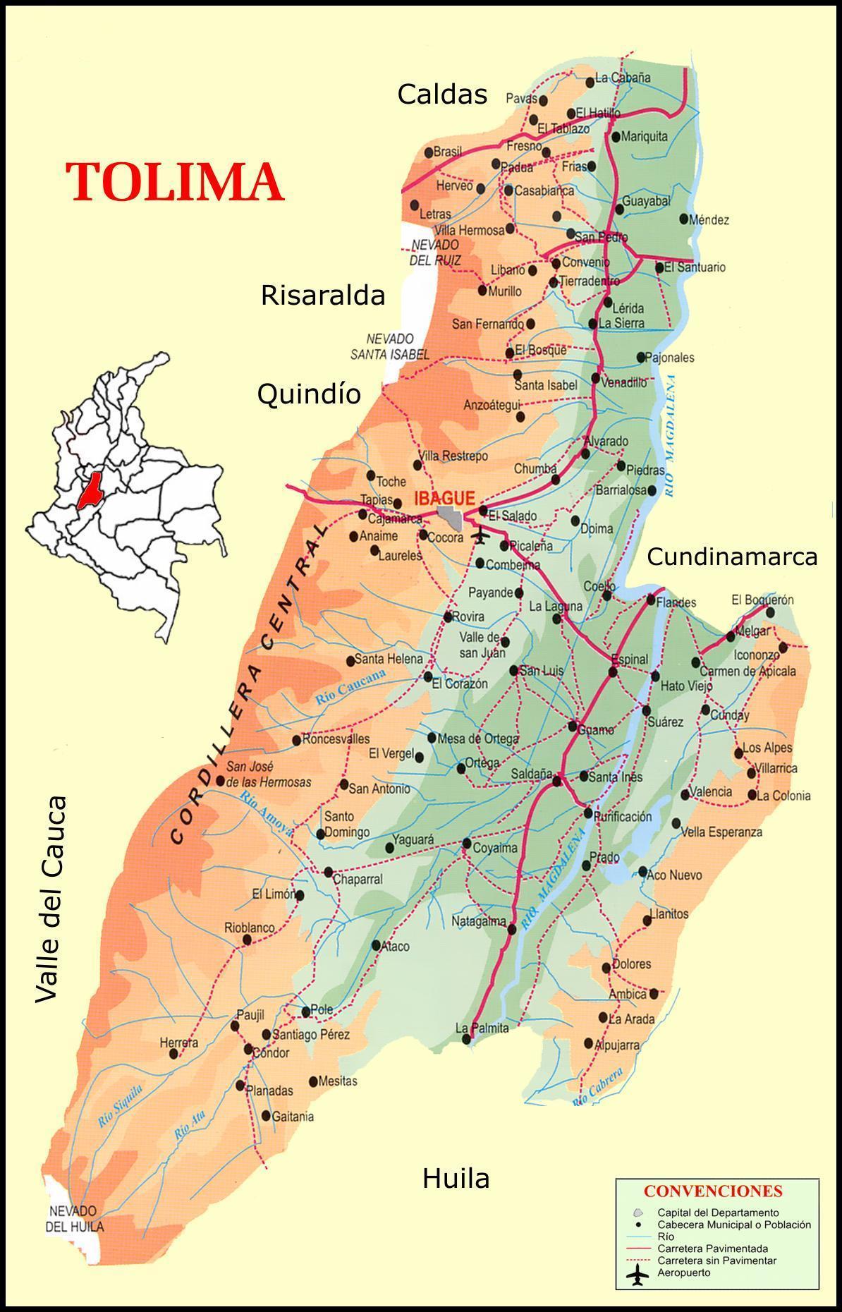 Tolima road map - Full size