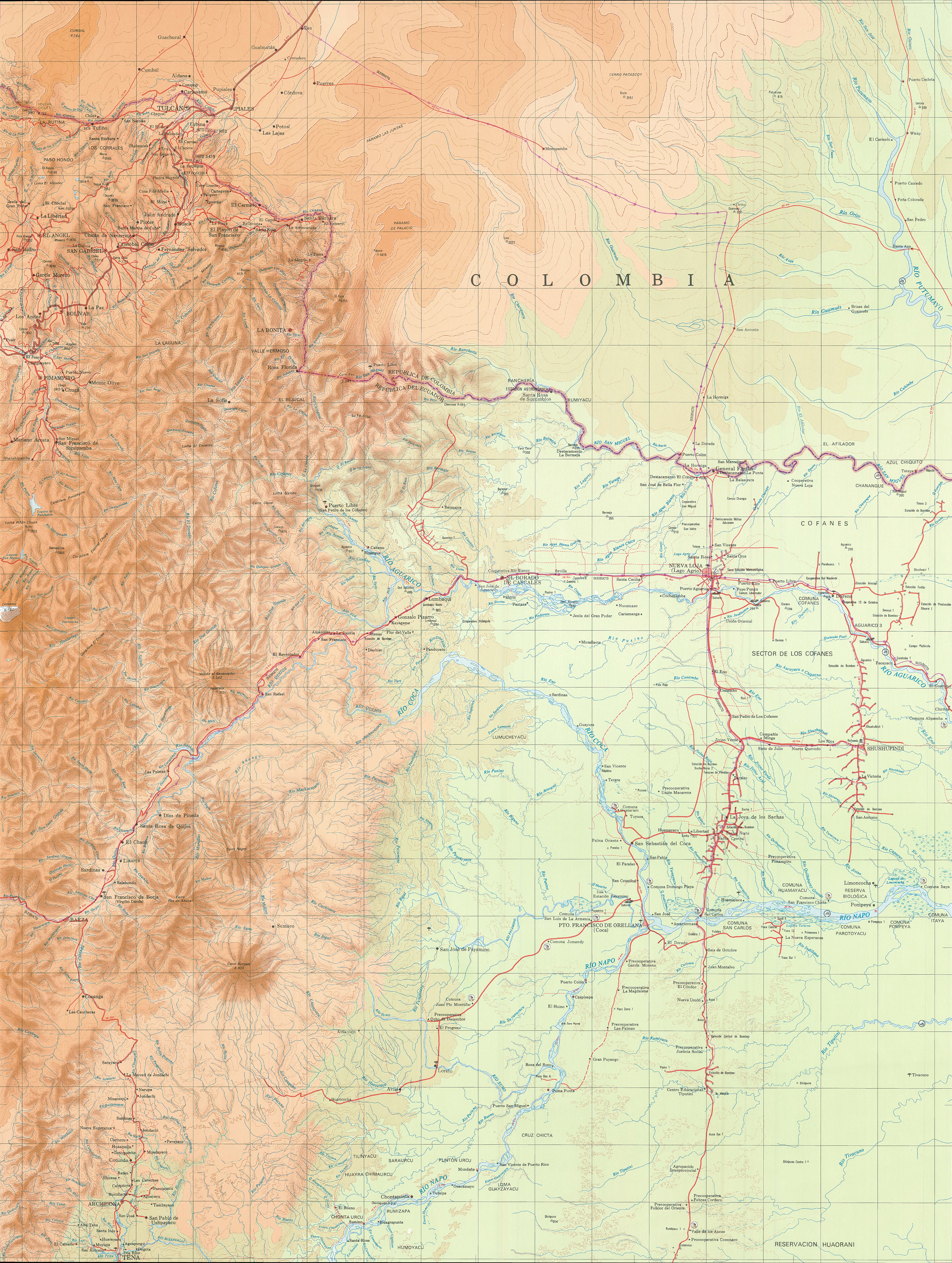 Topographic map of the Amazon Region 1 Full size