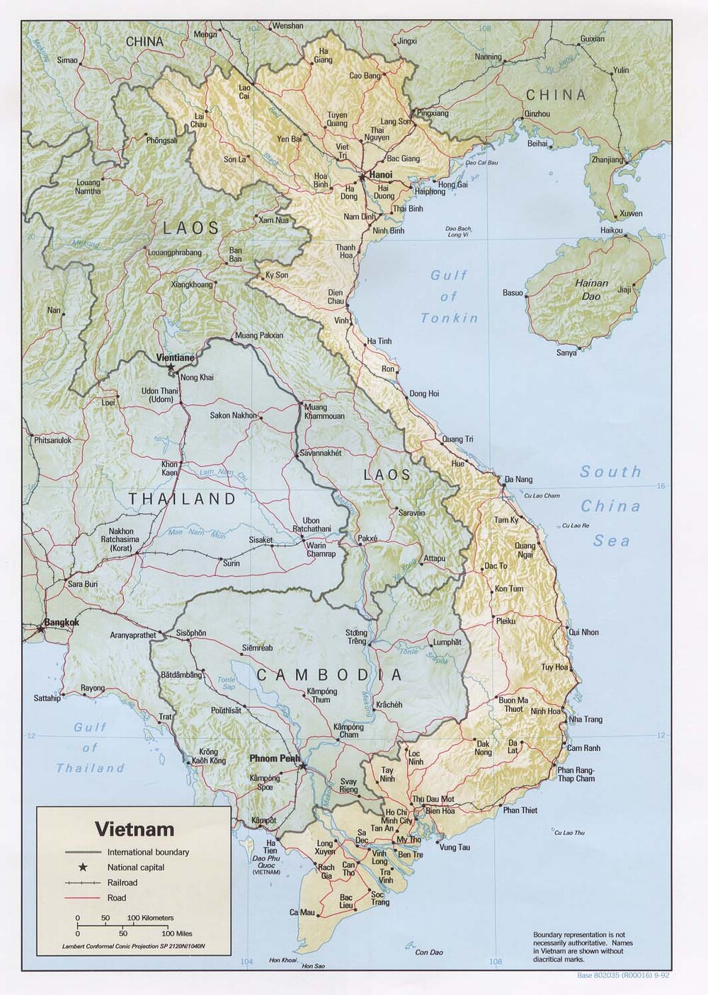 Vietnam Physical Map 1992 Full Size Gifex