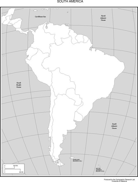 south america outline map