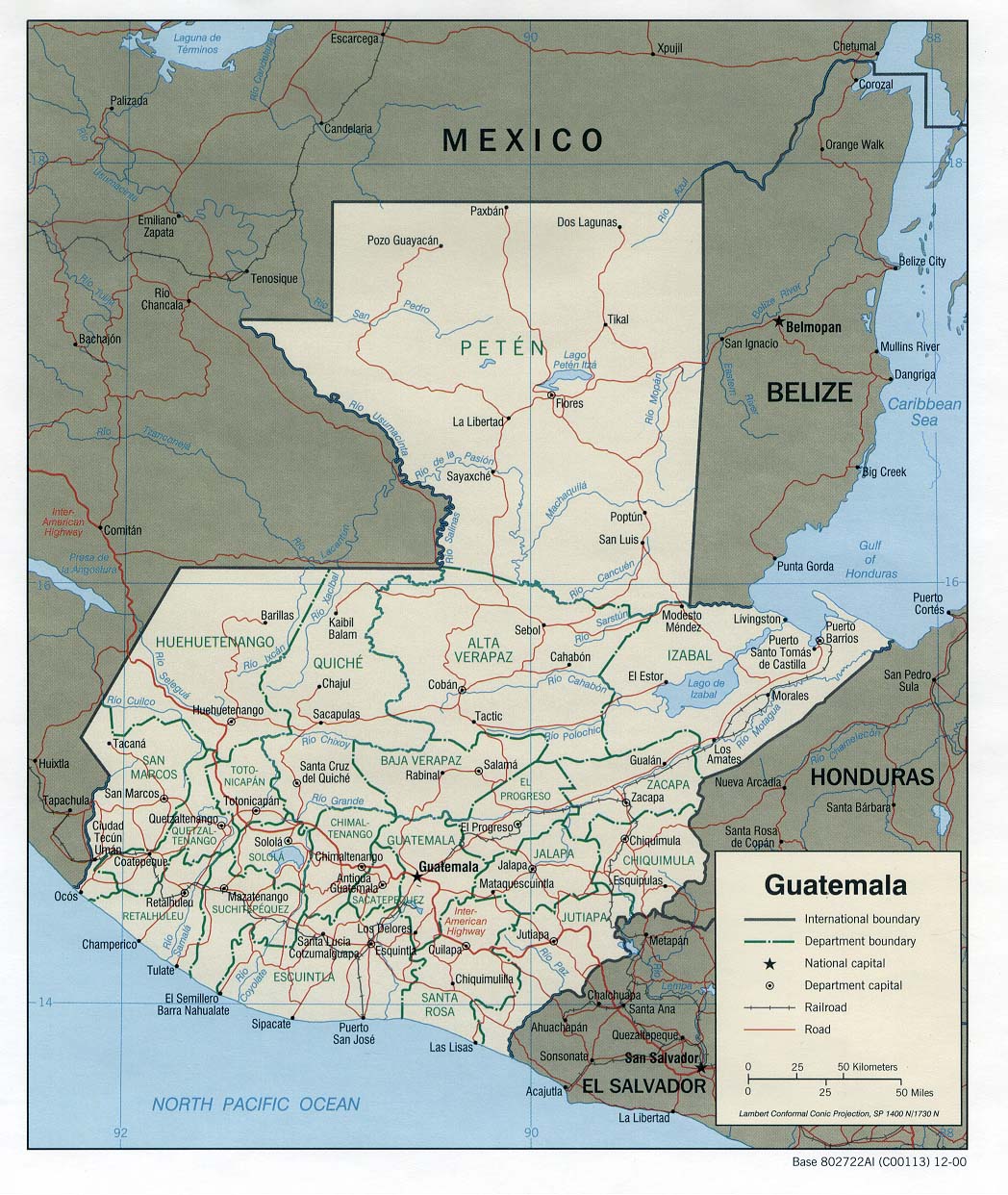 Mapa Político de Guatemala 2000 - Tamaño completo