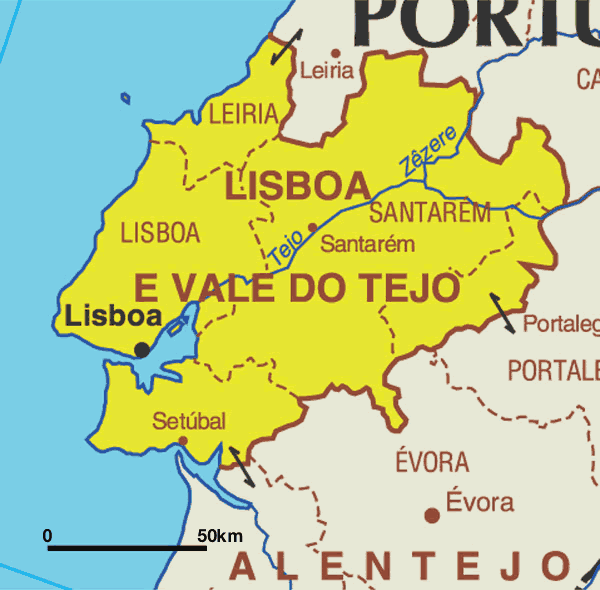 Mapa de la Región de Lisboa Tamaño completo
