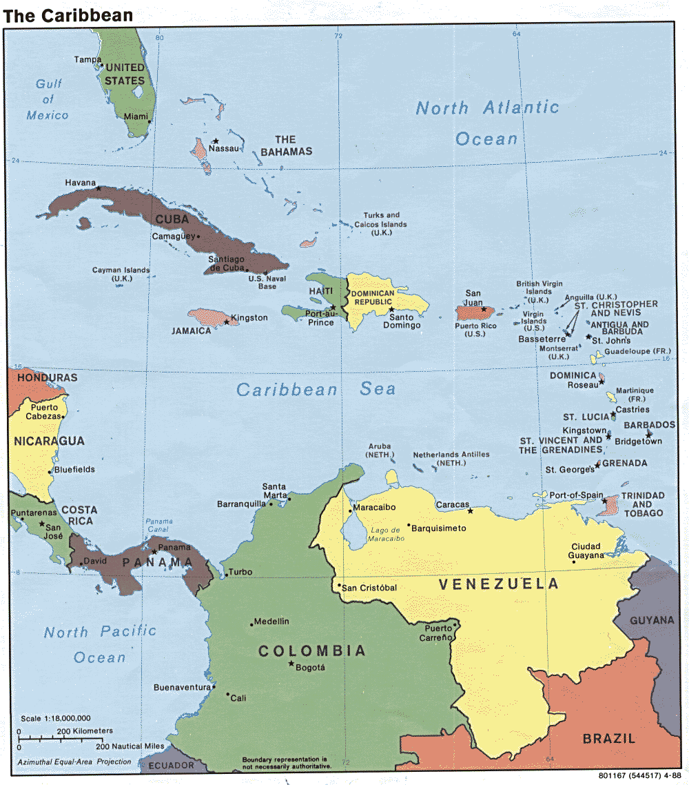 Mapa Político del Caribe - Tamaño completo | Gifex