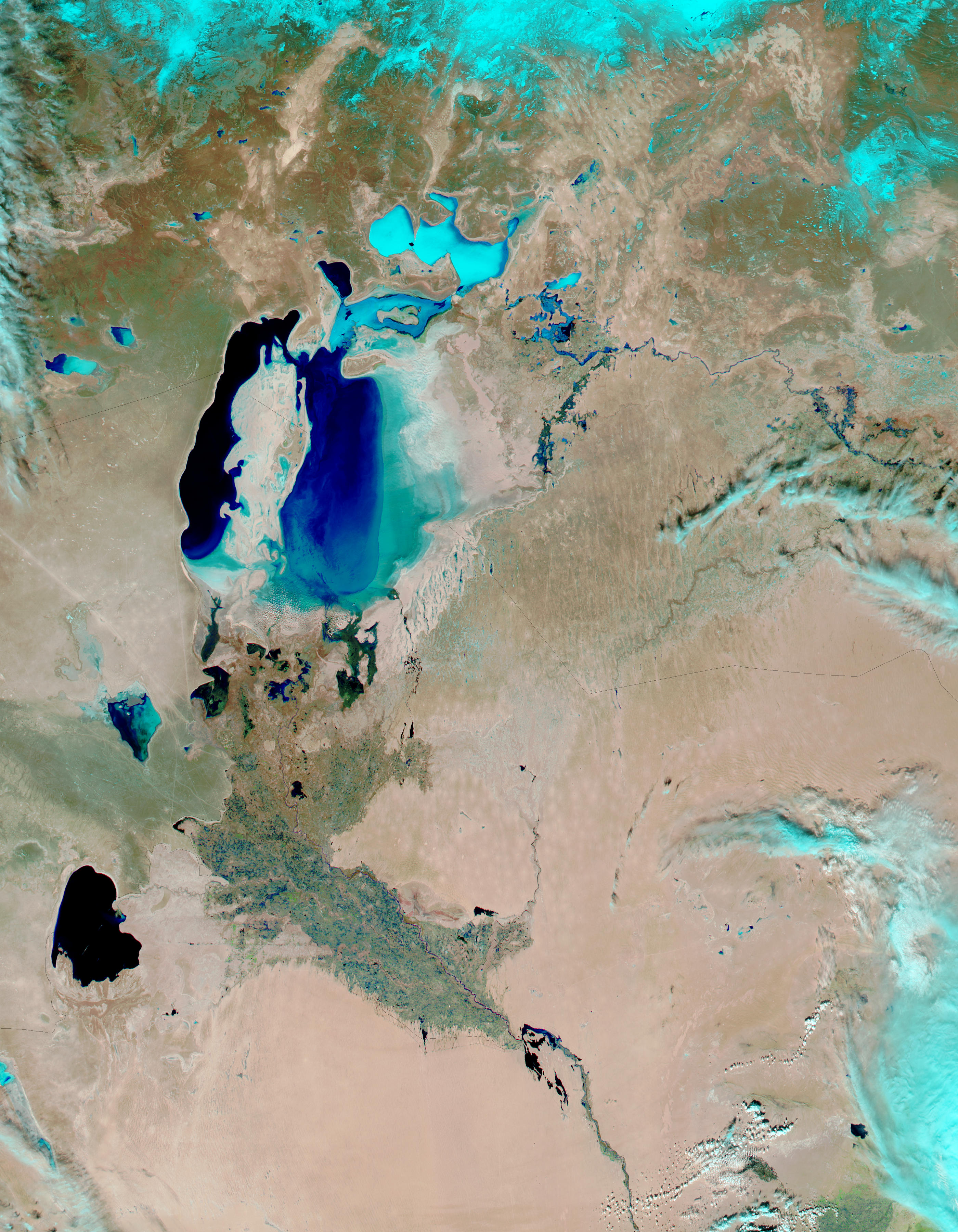 Floods along the Syr Darya River, Kazakhstan (false color) Full size