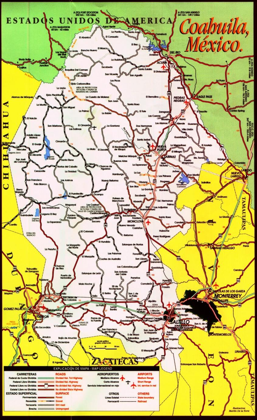 Mapa de carreteras de Coahuila Tamaño completo Mapa de carreteras de Coahuila Tamaño completo