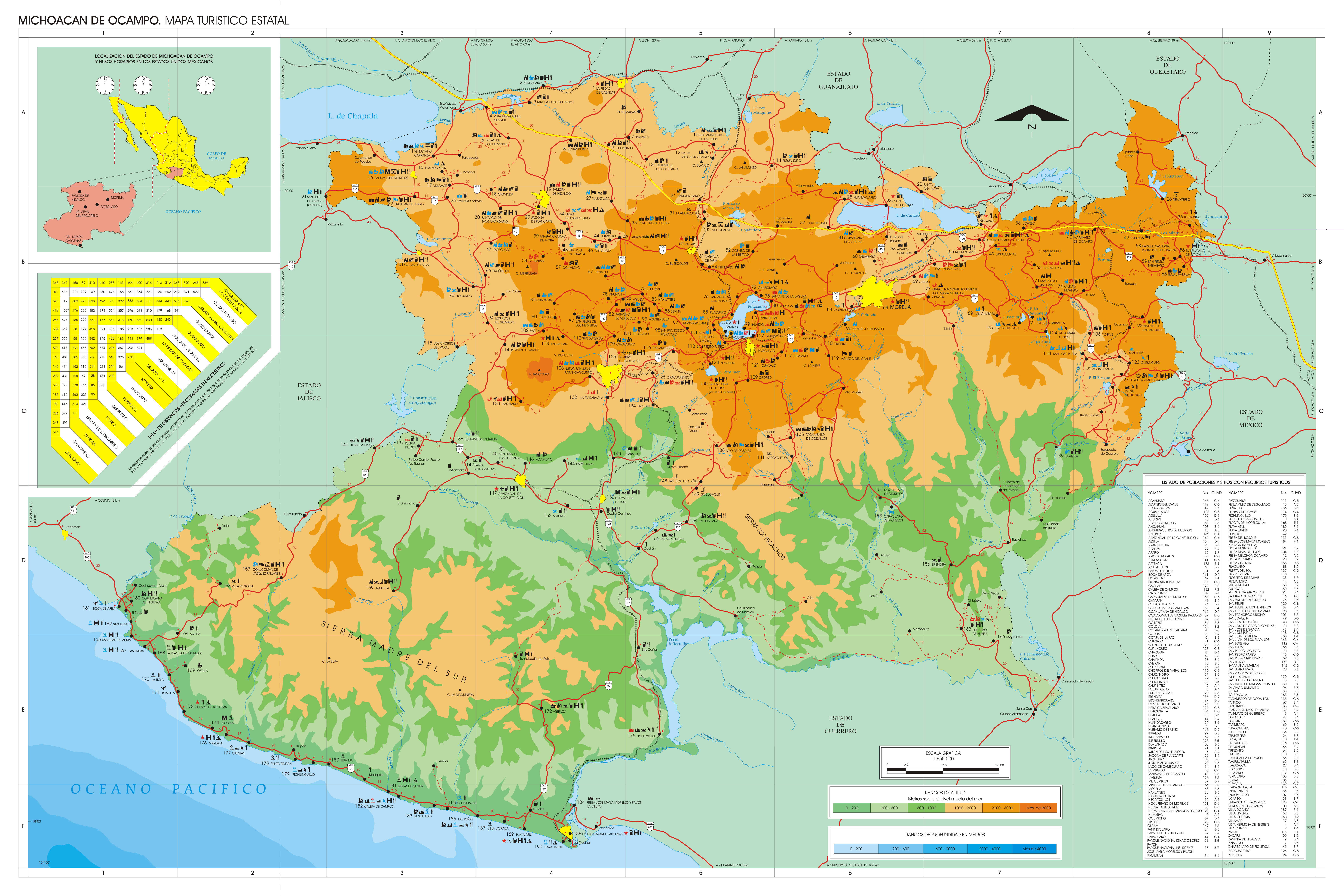 Map of Michoacán Full size