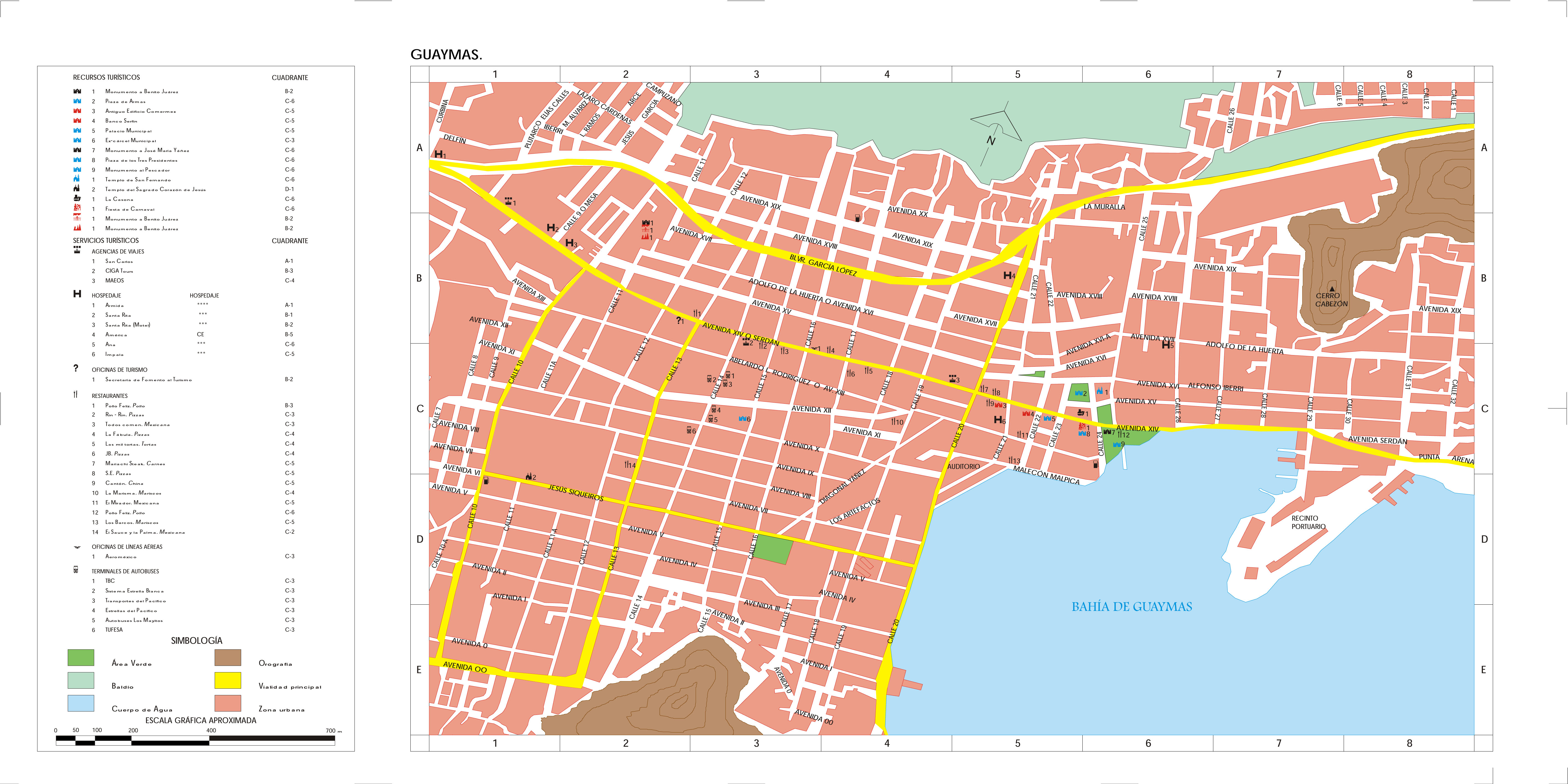 Mapa de Guaymas Tamaño completo