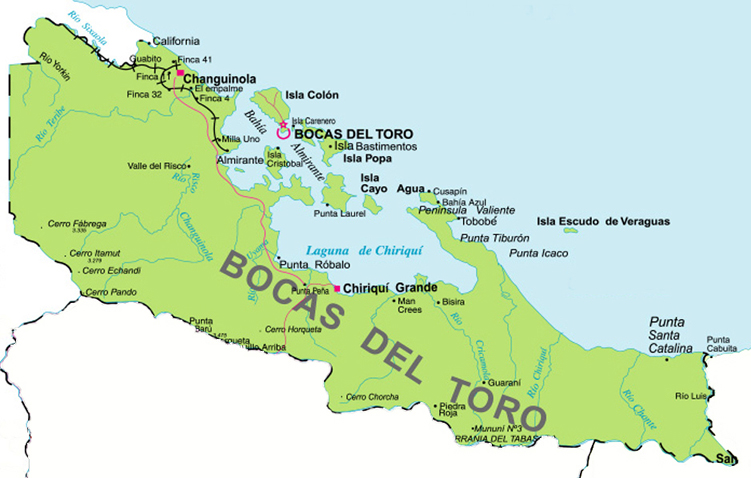 Mapa de Bocas del Toro - Tamaño completo | Gifex