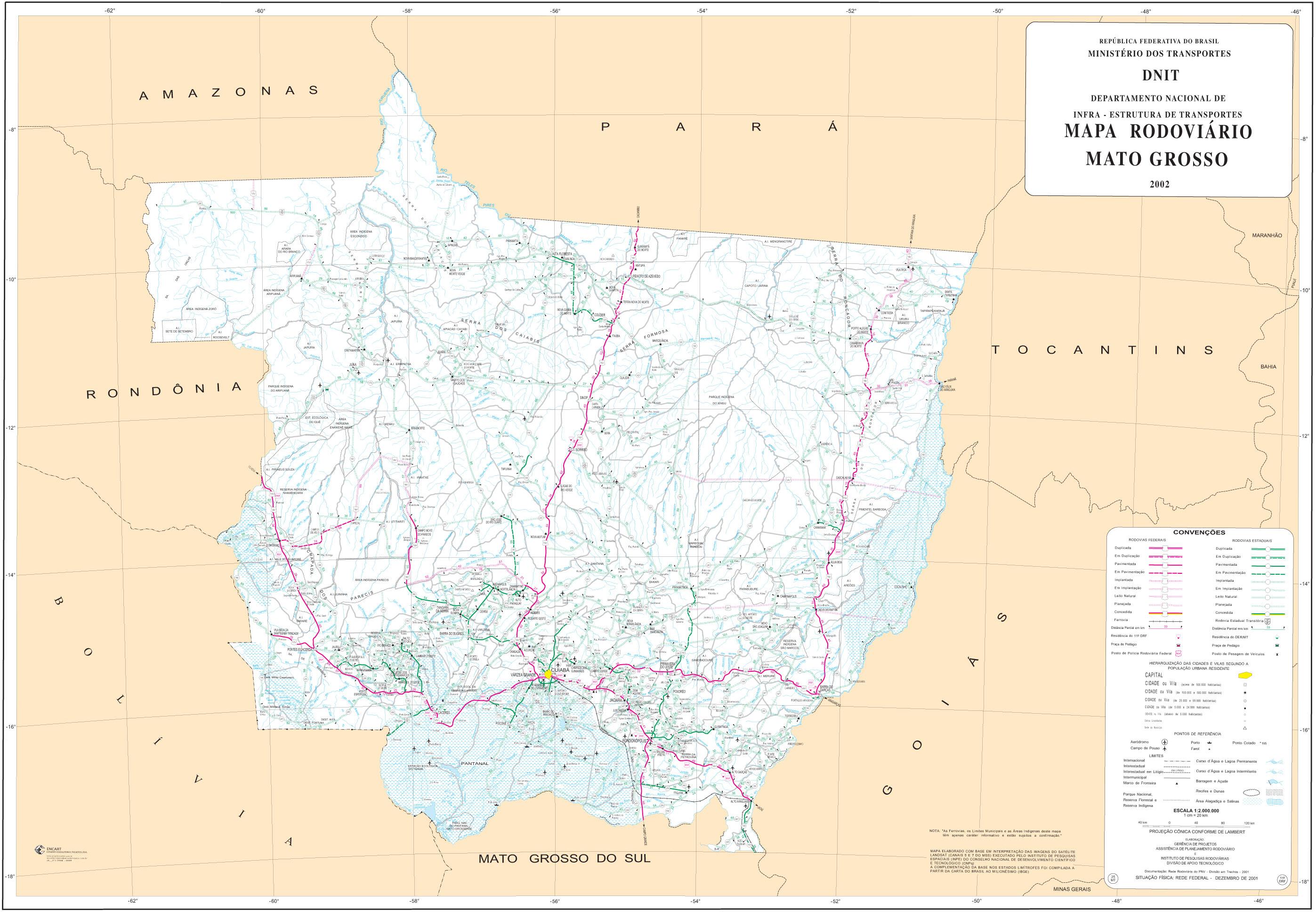 Mato Grosso State Road Map Brazil 
