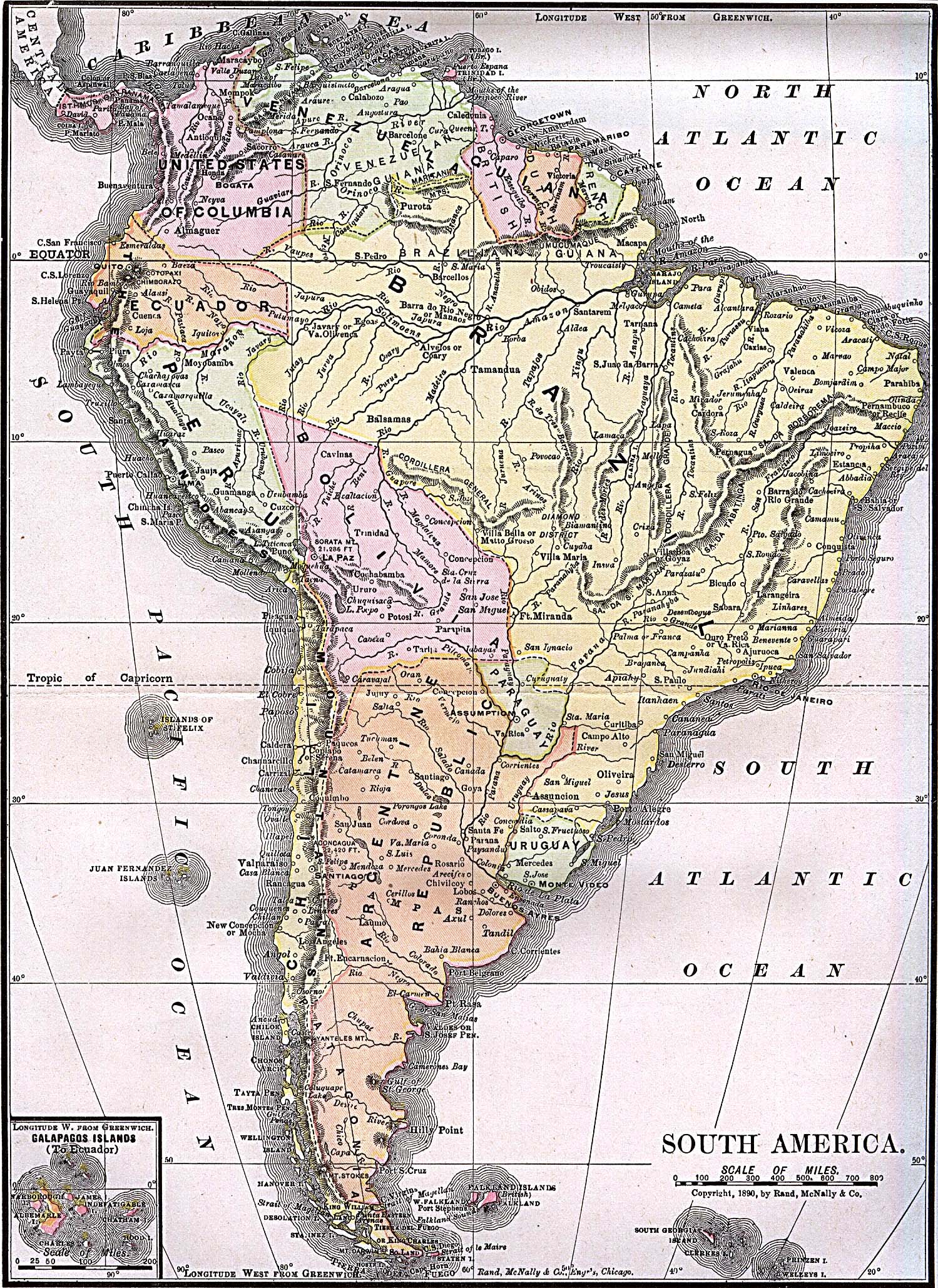 South America historical map 1892 - South America Historical Map 1892 