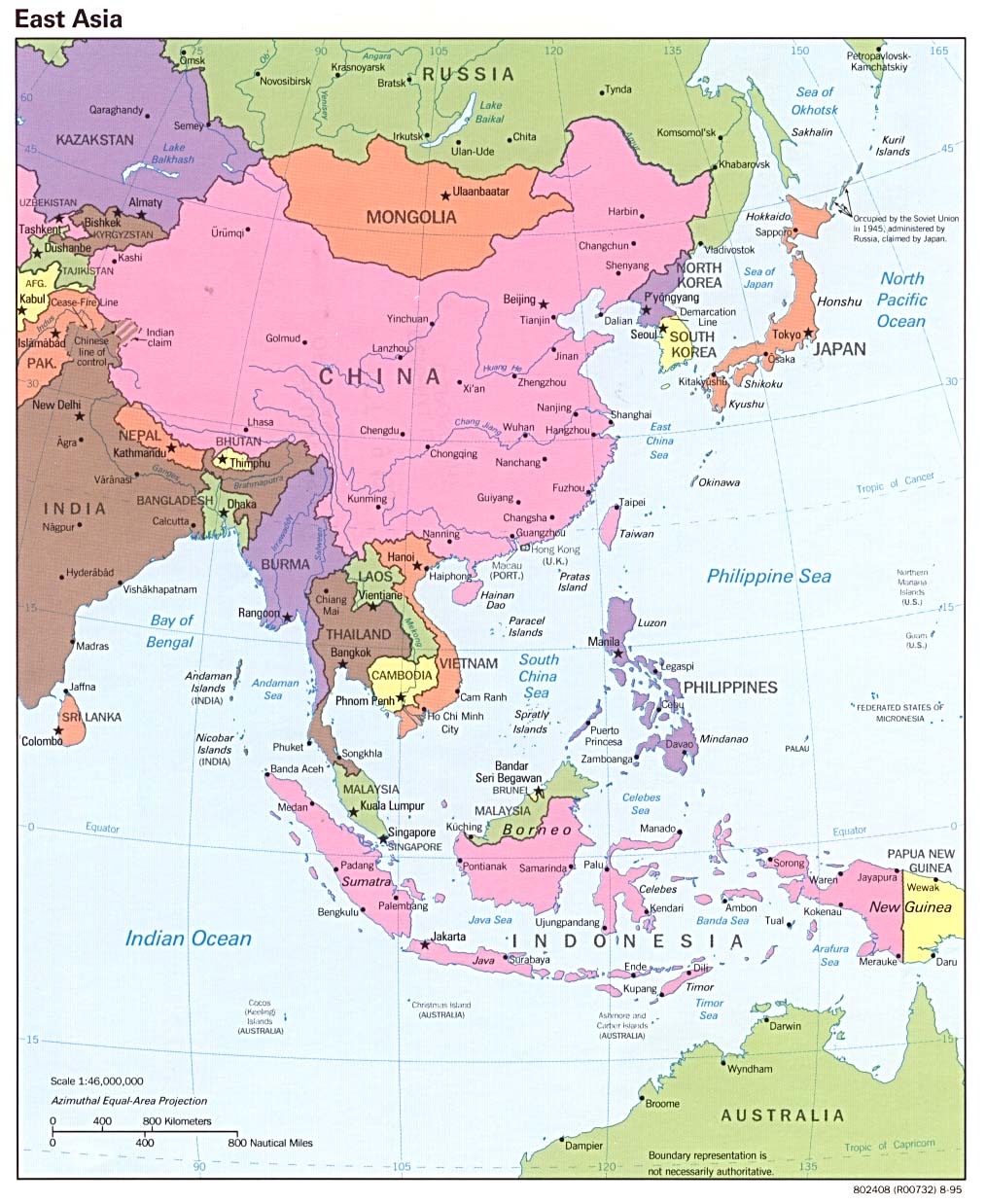 east asia political map 1995