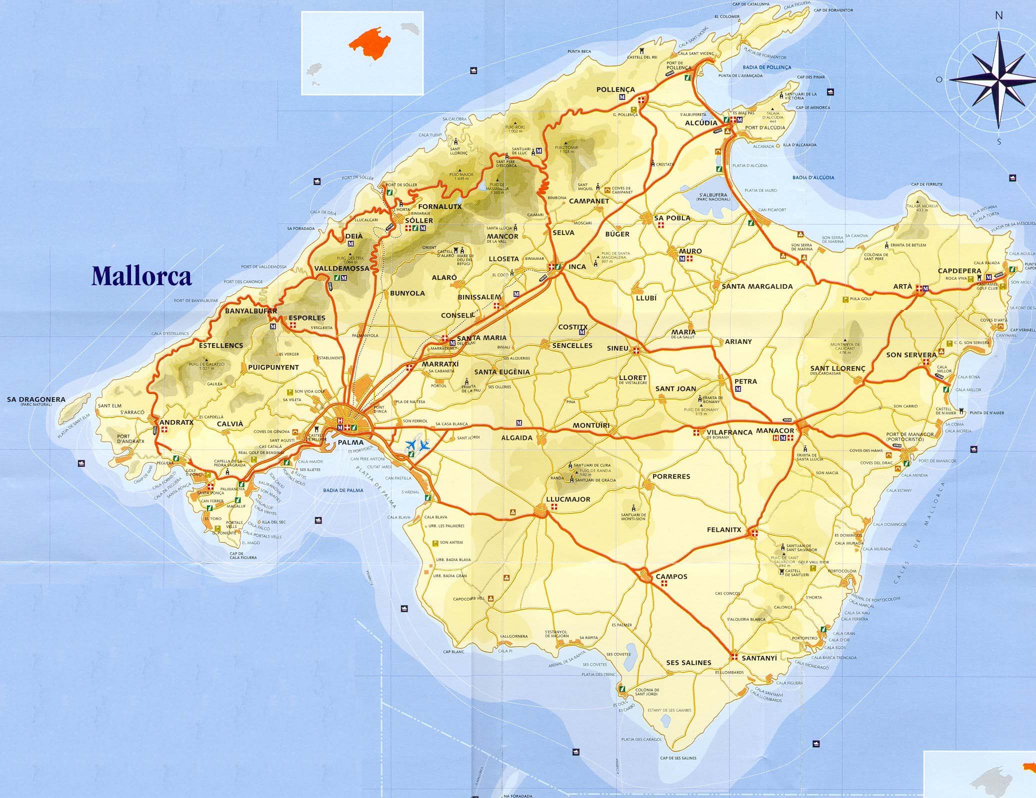Mapa De Carreteras De Isla Mallorca 