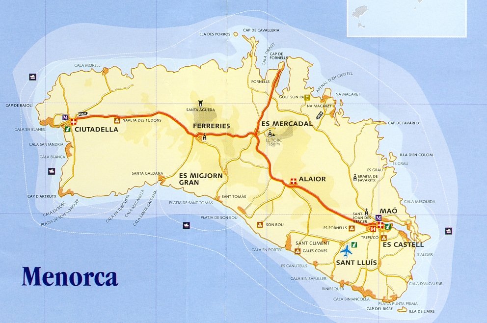 Mapa de carreteras de Isla Menorca Tamaño completo Gifex