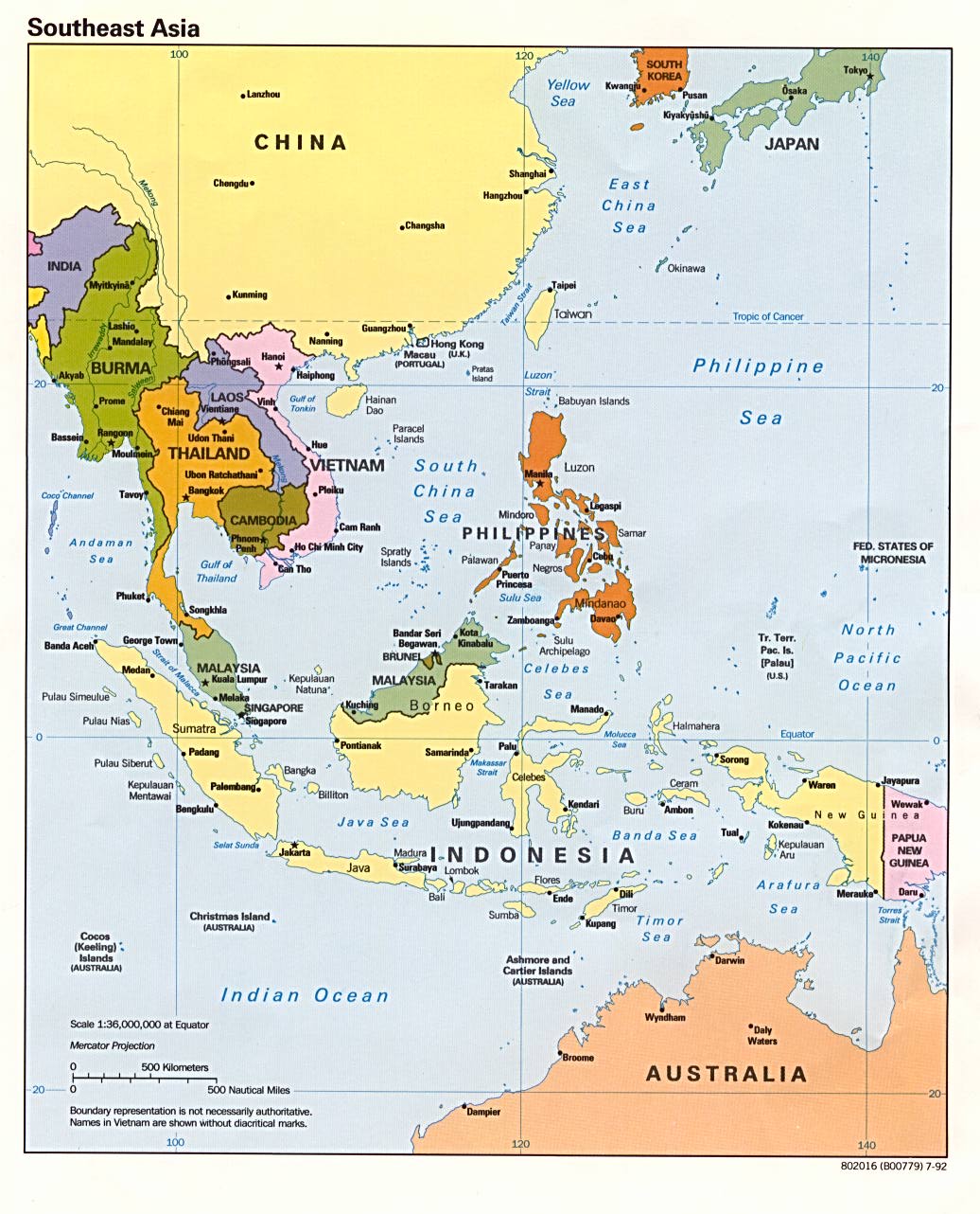 Southeast Asia Political Map 1992 - Full size | Gifex