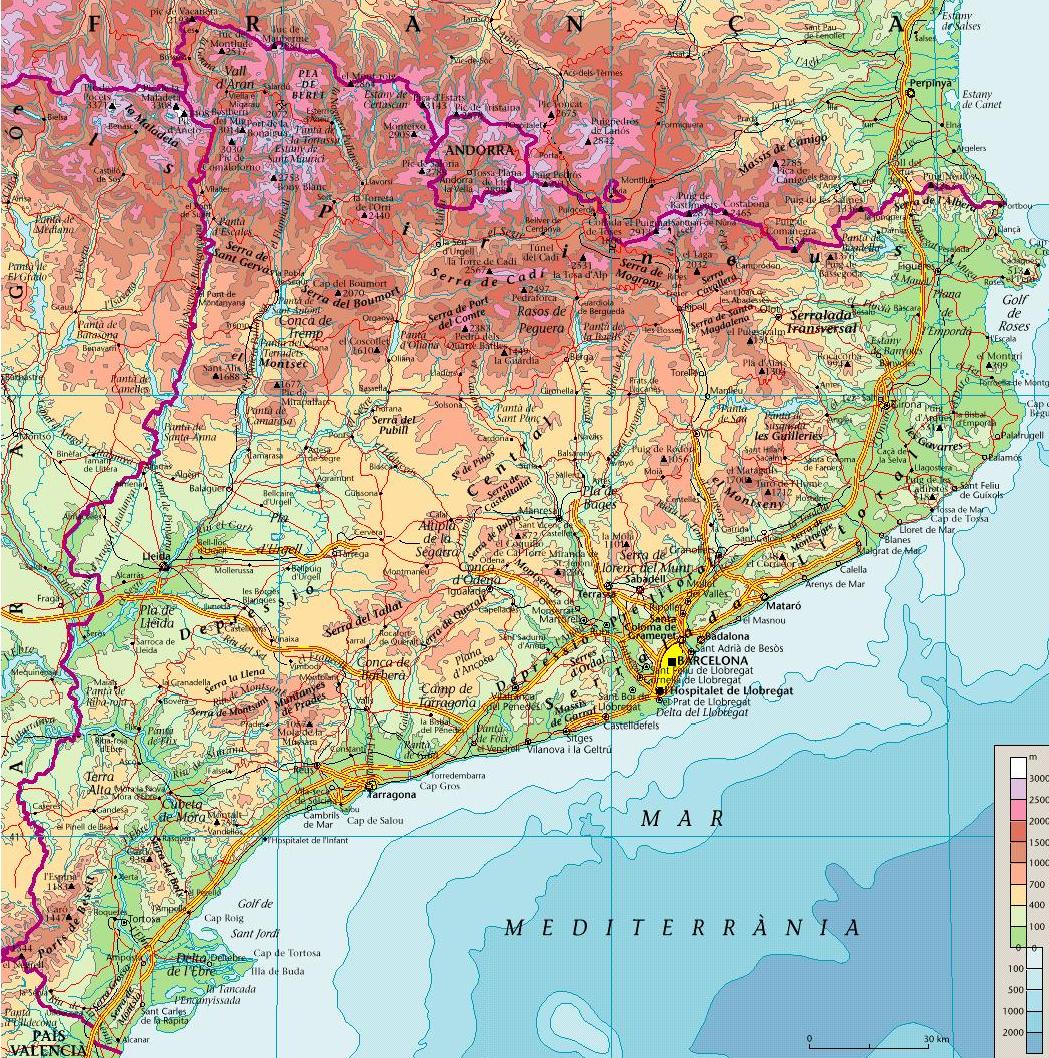 Mapa Fisico De Cataluña Mapa