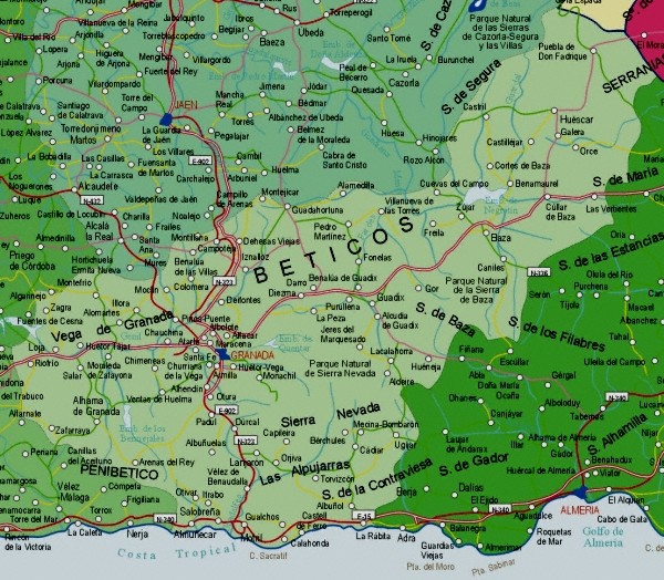 mapa de carreteras de granada provincia Mapa de carreteras de la Provincia de Granada   Tamaño completo 