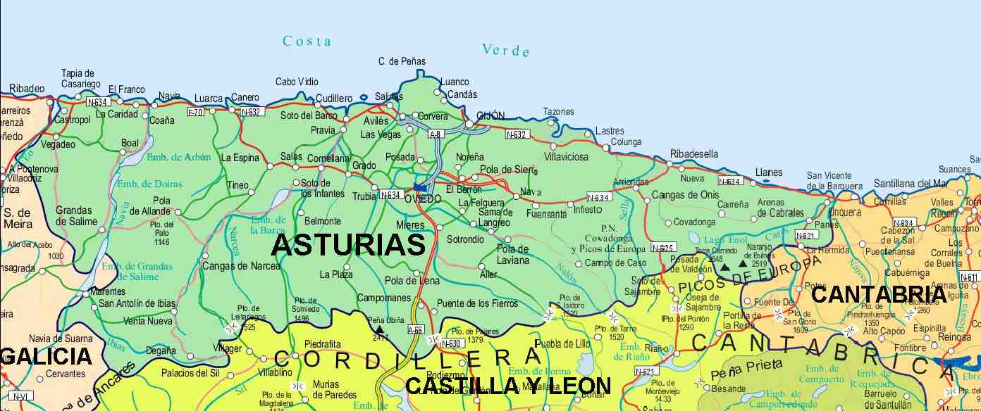 Mapa de Asturias - Tamaño completo | Gifex