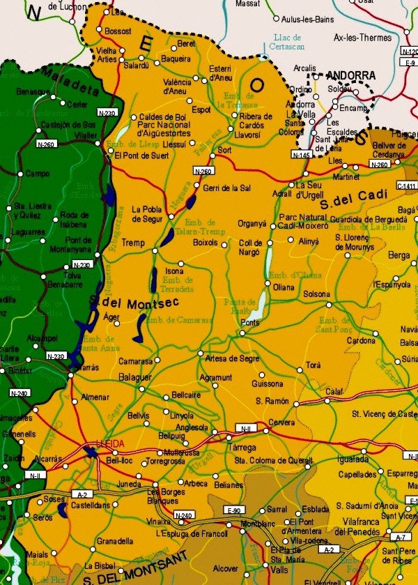Mapa de la Provincia de Lérida - Tamaño completo
