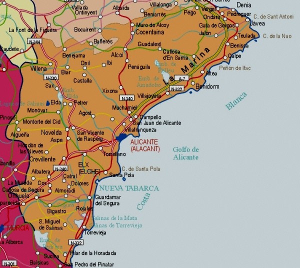 mapa de valencia y alicante Mapa De De La Provincia De Alicante Tamano Completo Gifex mapa de valencia y alicante