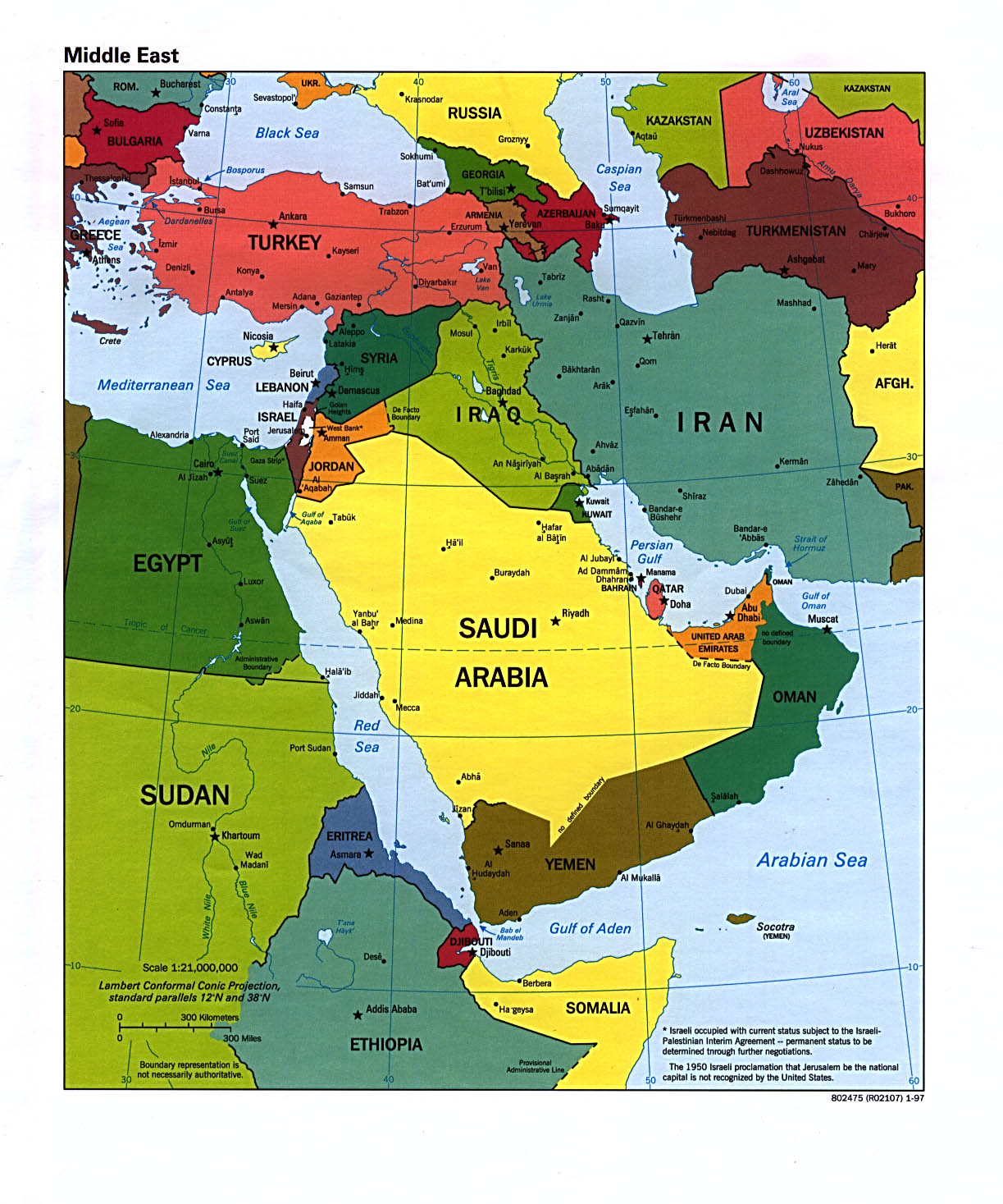 Middle East Political Map 1997 Full Size Gifex