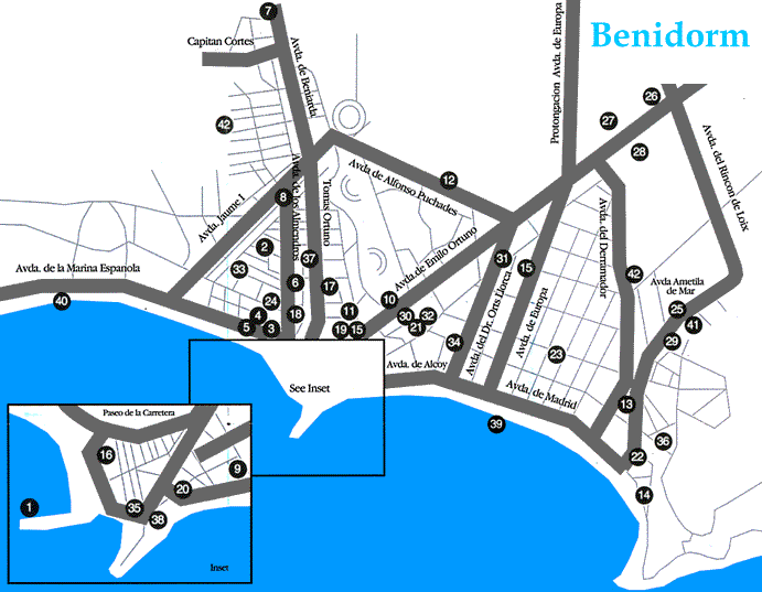 Mapa turístico de Benidorm 1999 Tamaño completo