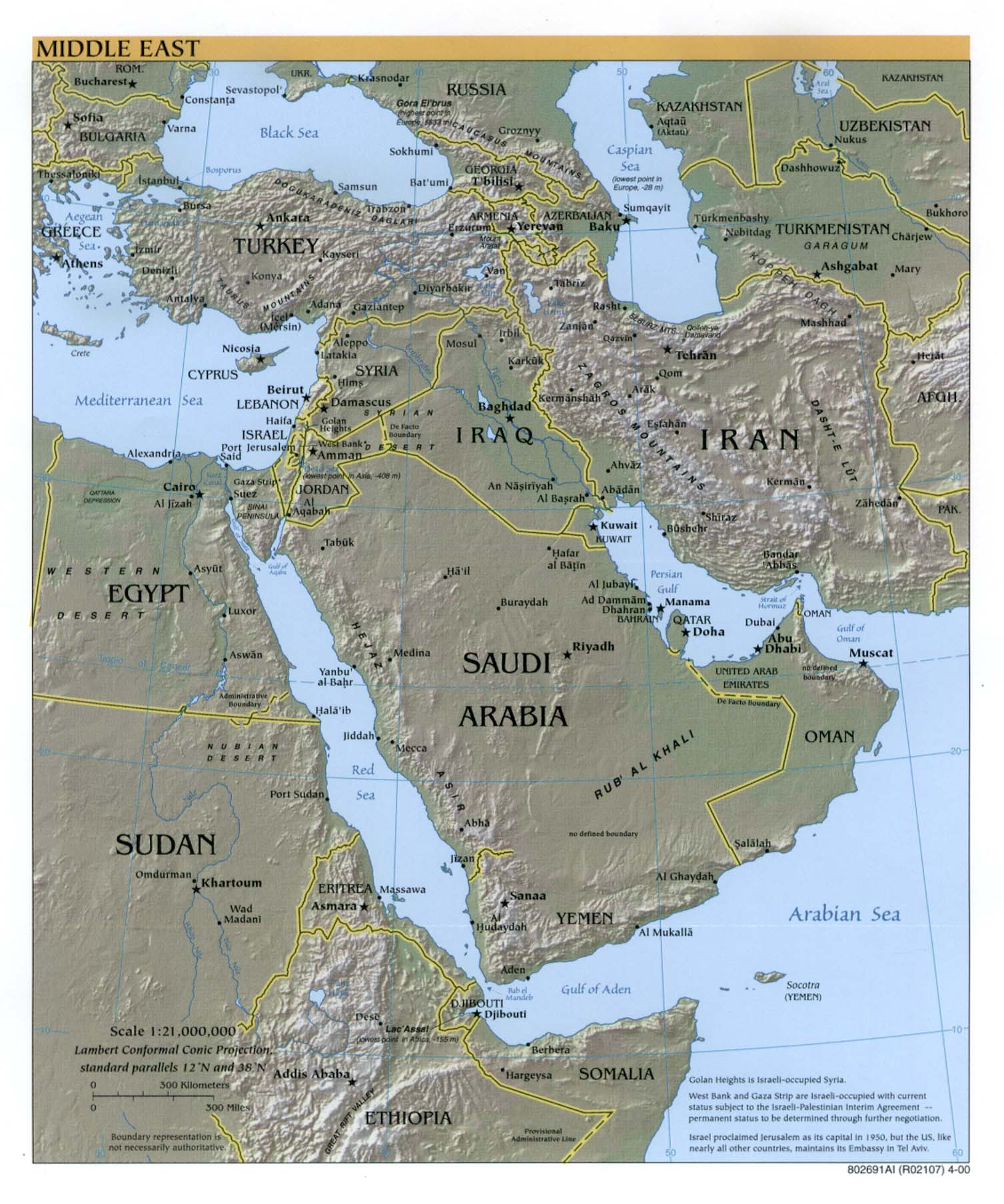 Middle East Physical Map Full Size Gifex