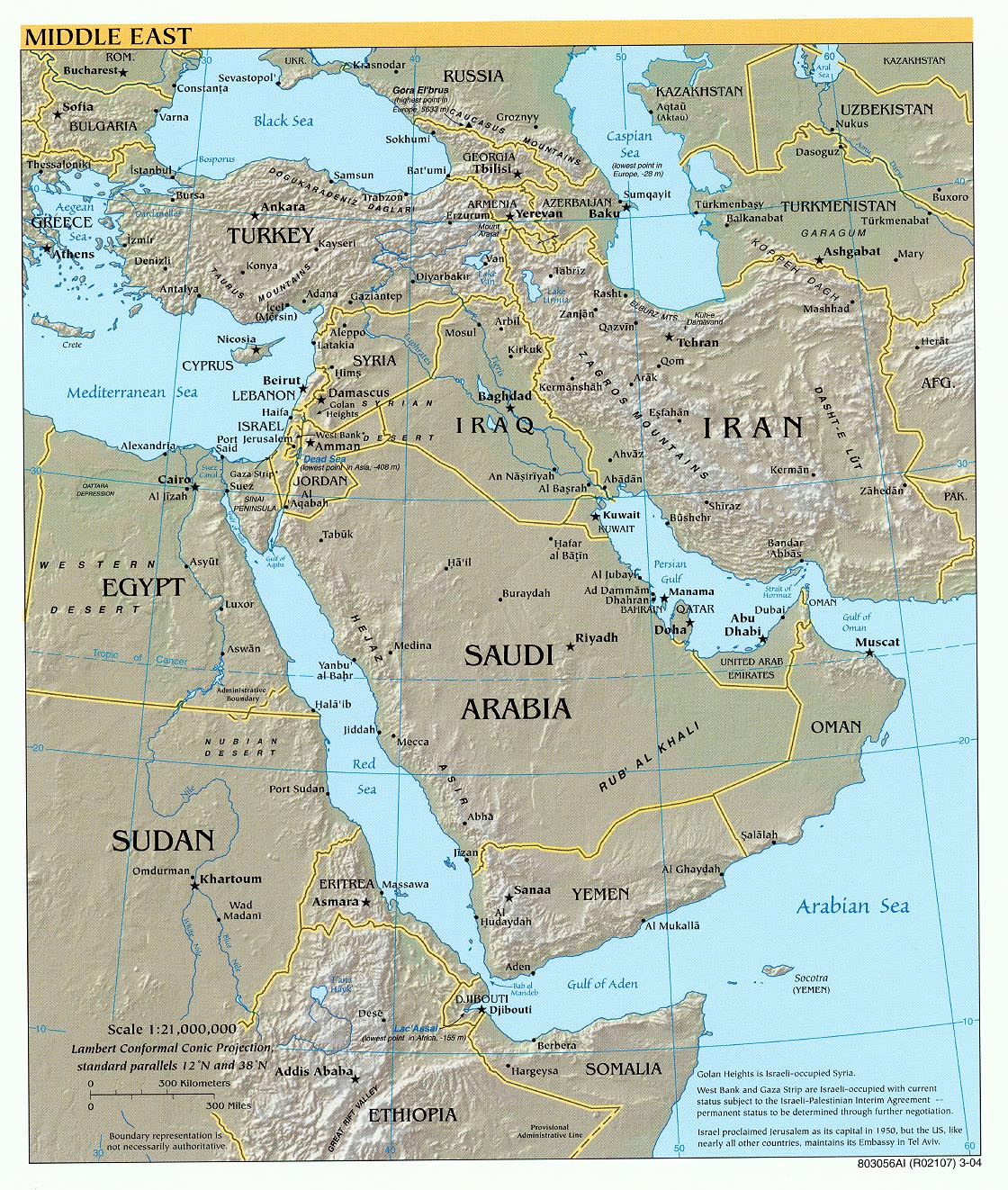Middle East Physical Map Full Size Gifex