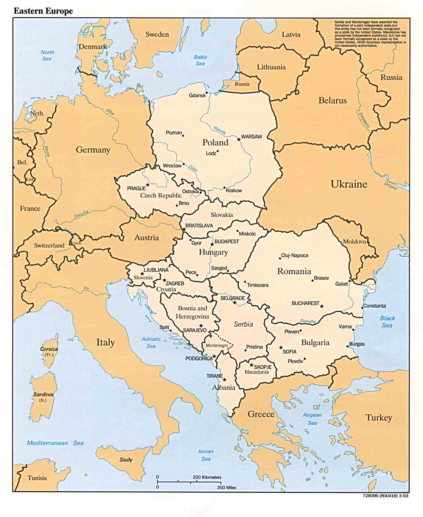 eastern europe political map 1993