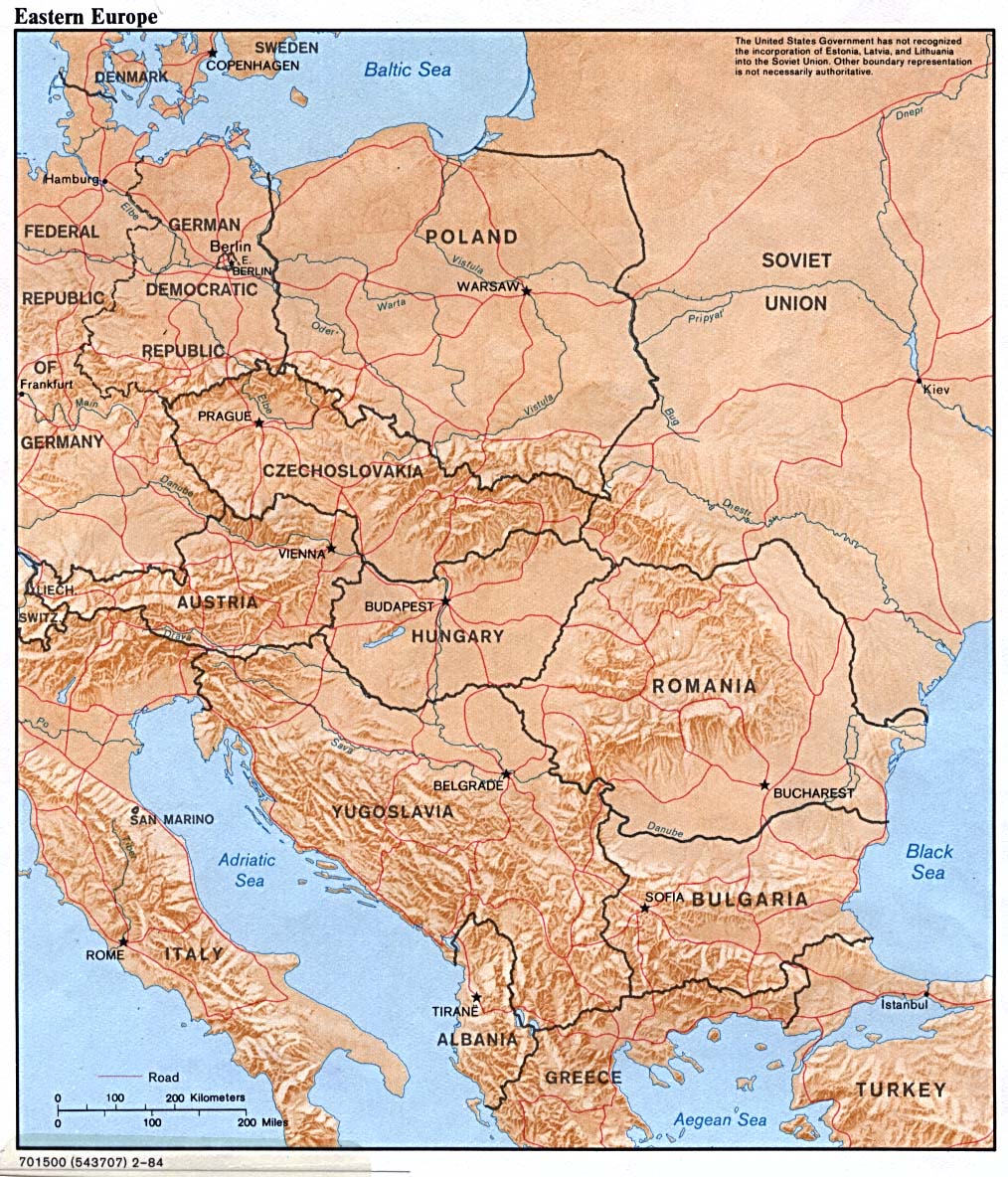 Eastern Europe Physical Map Full Size Gifex