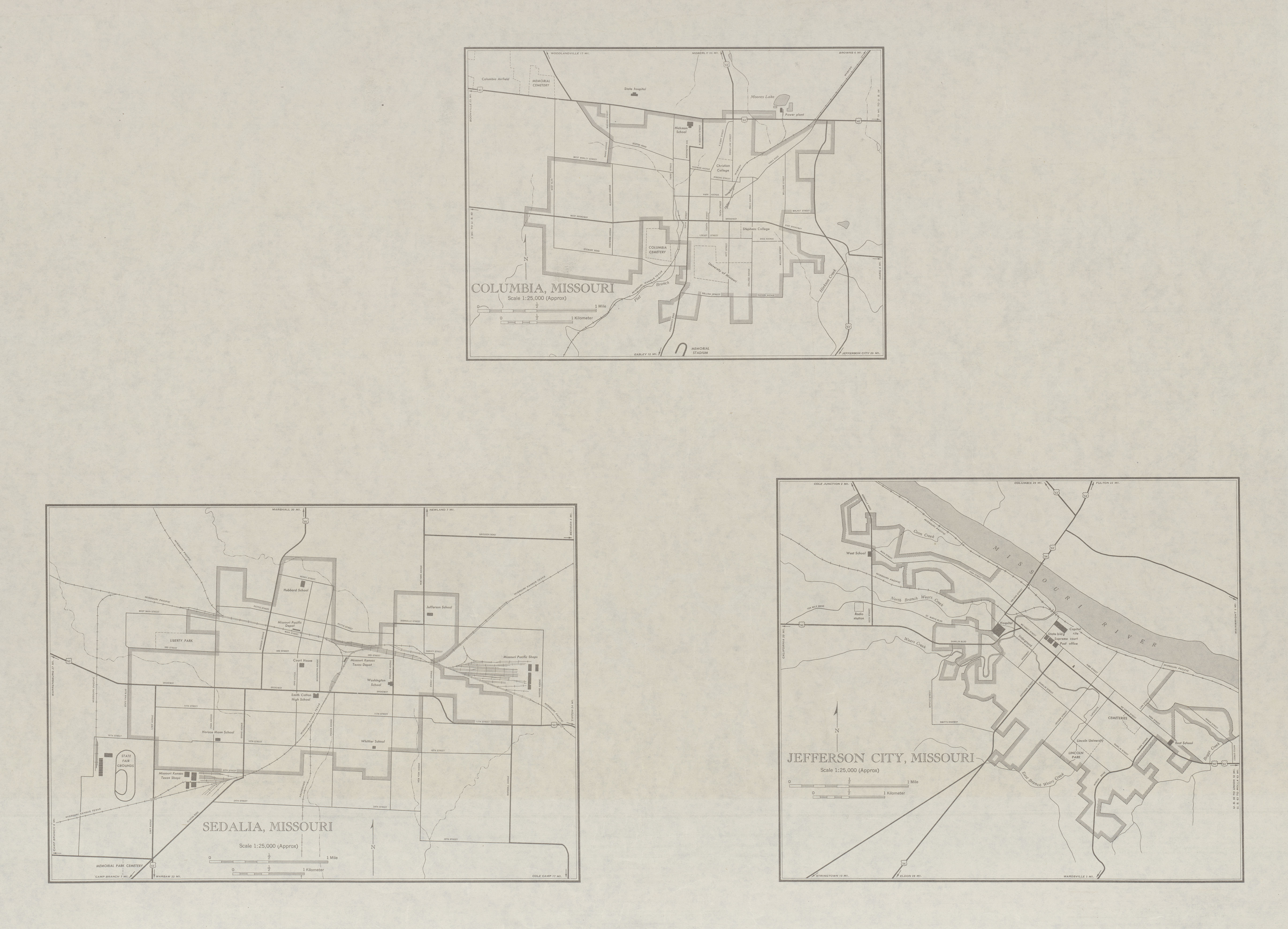 Street map Columbia Jefferson City Missouri
