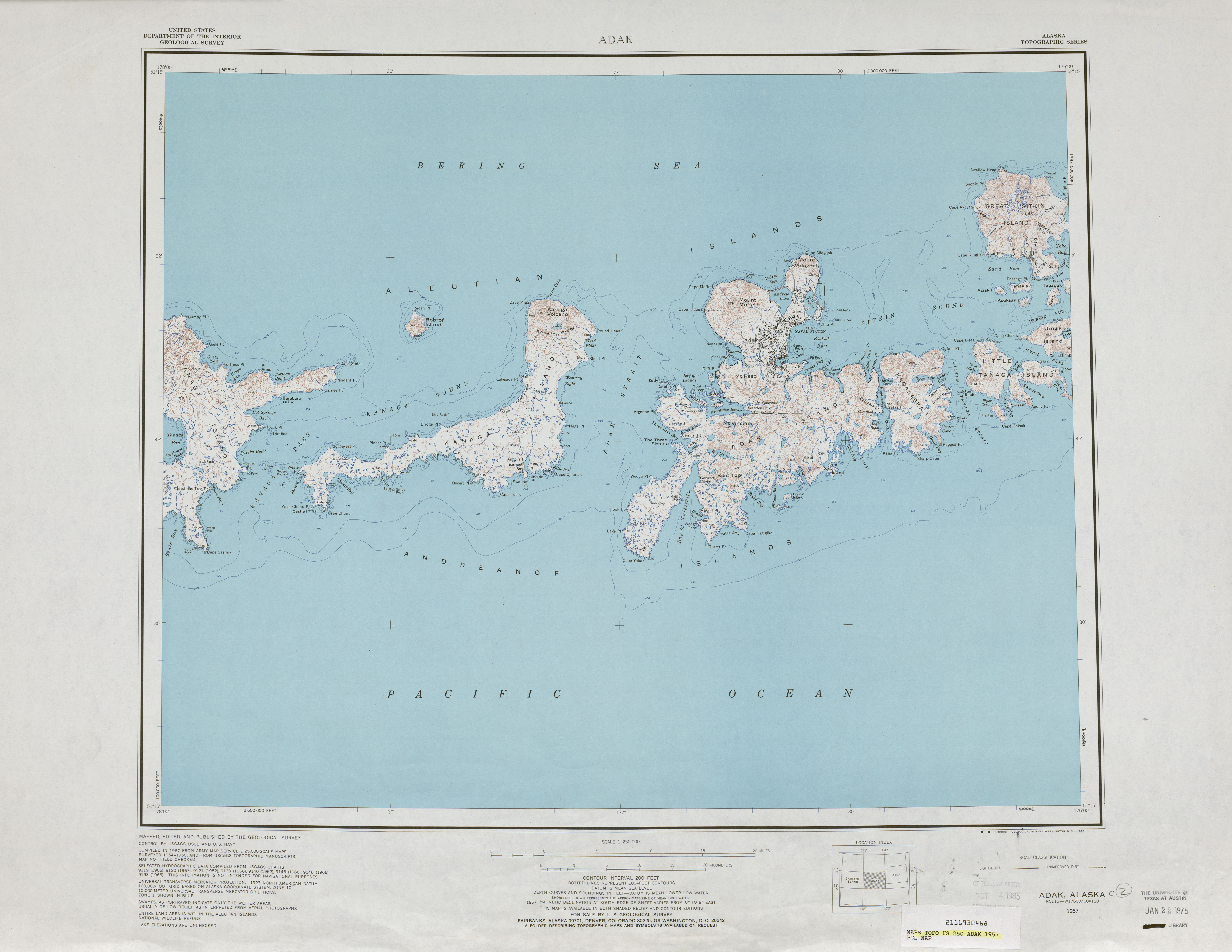 Adak Topographic Map Sheet, United States 1957 Full size