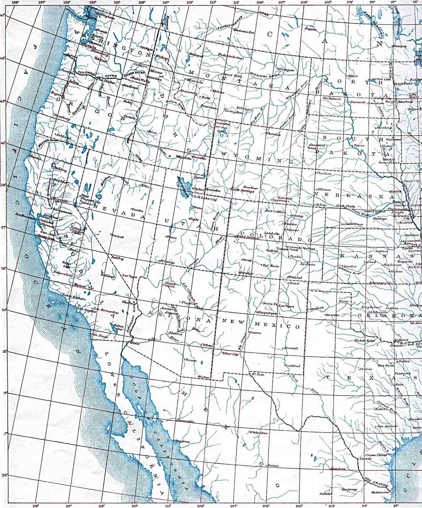 Western United States Map 1906 - Western United States Map 1906
