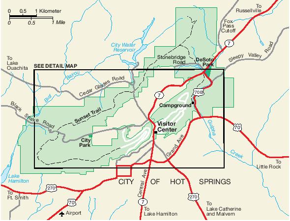 Hot Springs National Park Area Map Arkansas Full Size Gifex