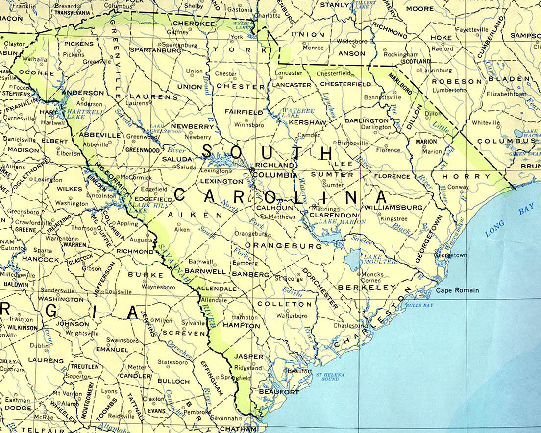 Political Map Of South Carolina United States Full Size Gifex