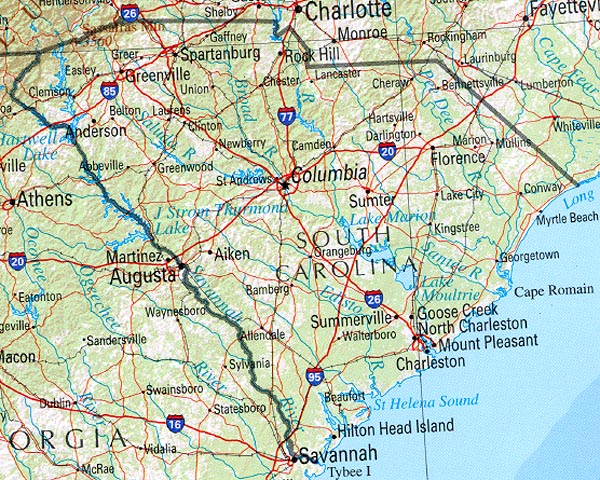 South Carolina Physical Map Full Size Gifex South Carolina Physical Map 