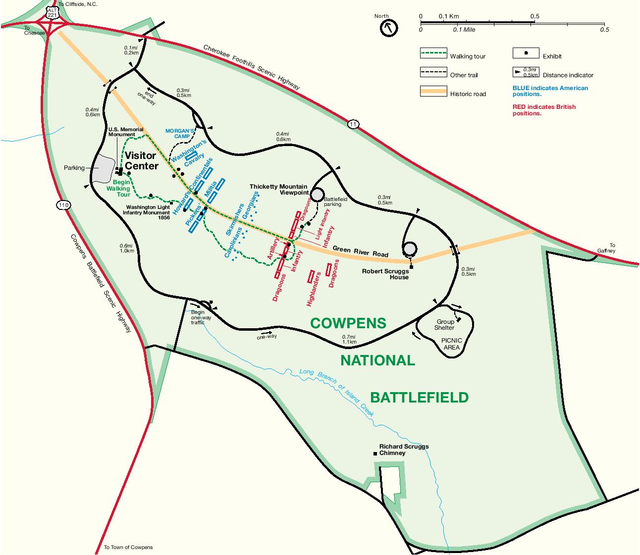 Park Map of Cowpens National Battlefield Full size Gifex