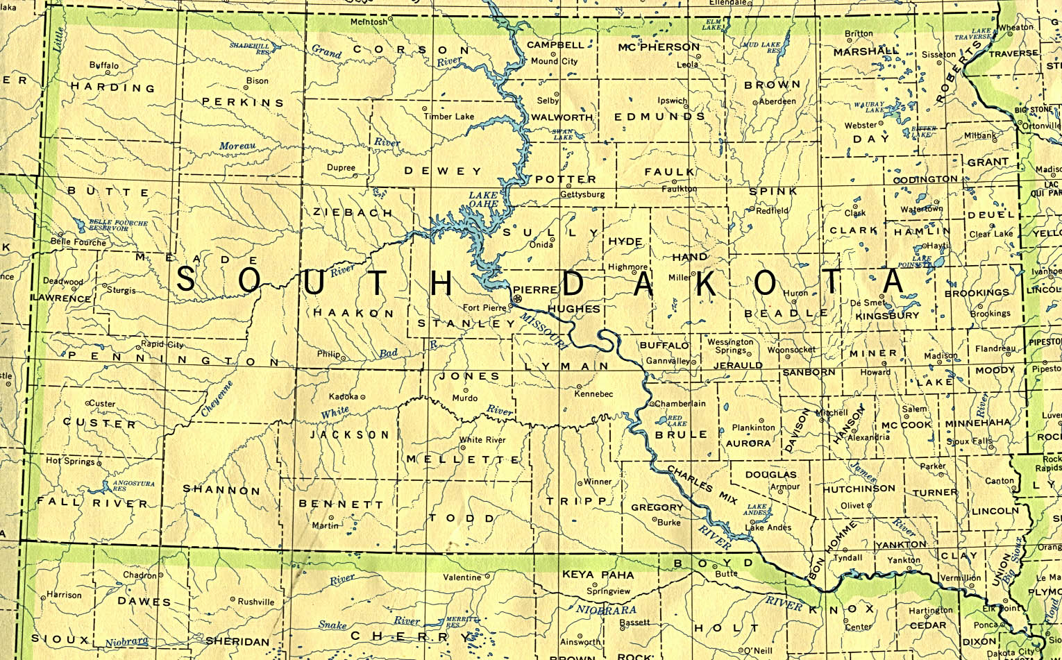 Mapa Político De Dakota Del Sur Tamaño Completo Ex