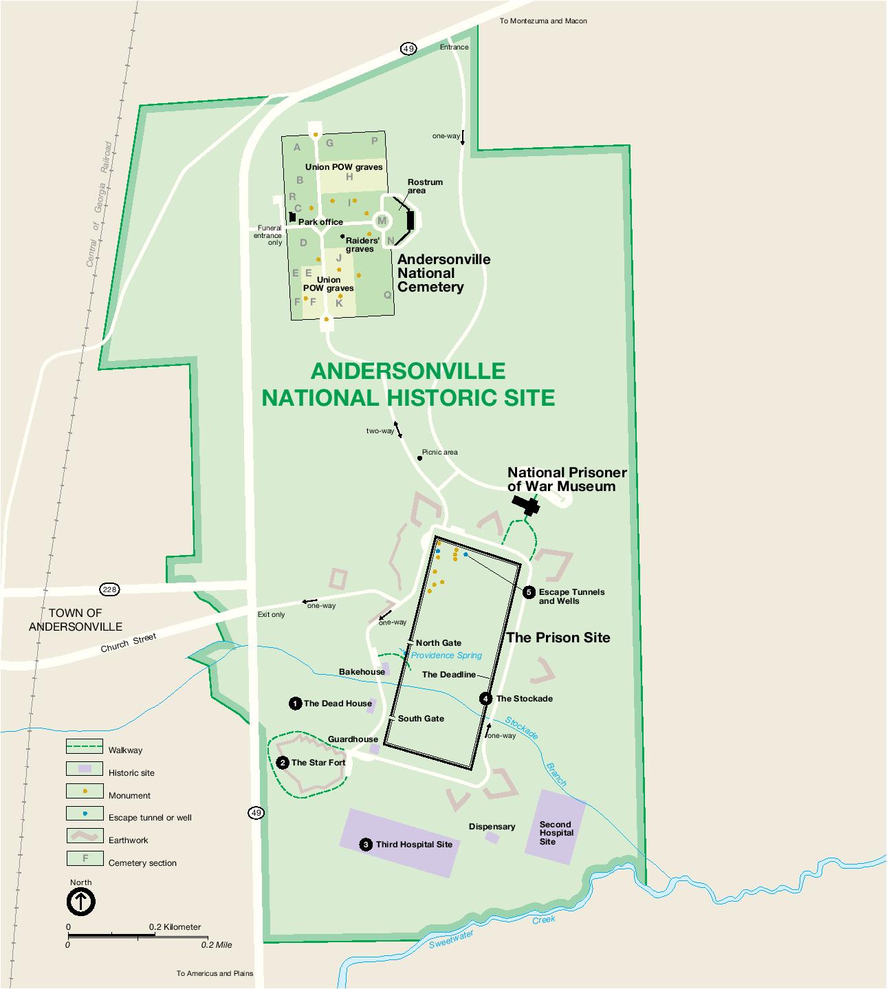 Park Map of Andersonville National Historic Site Full size Gifex