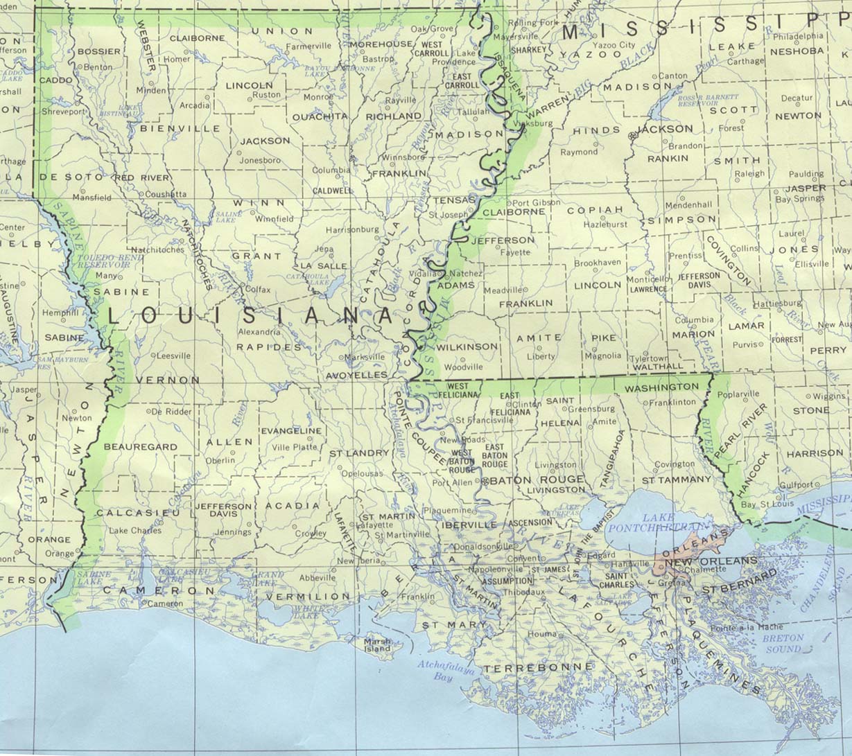 Mapa De Luisiana Y Sus Ciudades Mapa Politico De Luisiana - Tamaño Completo | Gifex