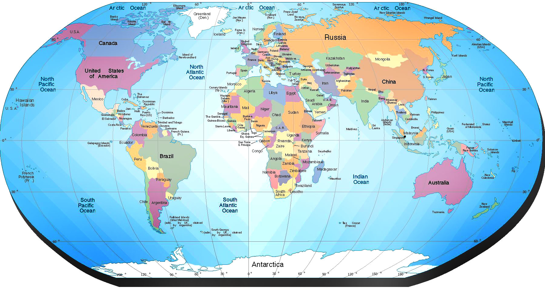 Mapa Politico del Mundo - Tamaño completo